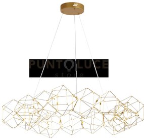 Lampada a sospensione lineare lucciola 15, ottone, led 3000k 72w, 5...