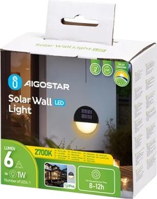 Aigostar - Applique a LED solare LED/1W/1,2V nero 2700K IP44