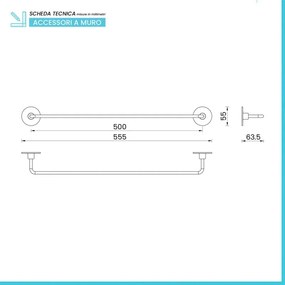 Barra porta asciugamani a muro da 50 cm in acciaio cromato Idea