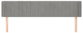 Testiera ad orecchio grigio chiaro 163x16x78/88 cm in velluto