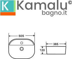Lavabo bagno da appoggio design ovale 50.5 cm ceramica bianca | K-LITOS-505 - KAMALU