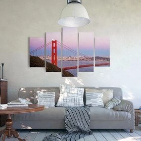 Quadri Quadro 5 pezzi Stampa su tela Ponte del Golden Gate  Dimensioni Tappeti 100x70