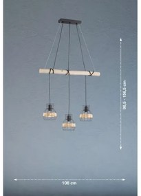 Fischer & Honsel 60798 - Lampadario su corda STRAW 3xE27/40W/230V