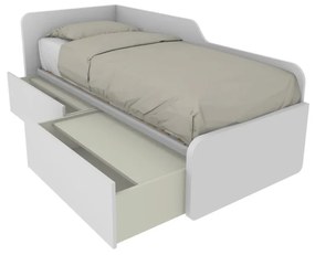 1064C - Letto singolo 80x190 con spalliera sagomata e cassettoni indipendenti