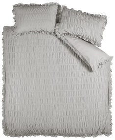 Set copripiumino e federa grigio in crêpe per letto singolo 135x200 cm Seersucker Frill – Catherine Lansfield