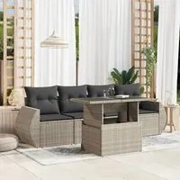 Set Divano da Giardino 5pz con Cuscini Grigio Chiaro Polyrattan 3268362