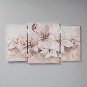 Quadro stampa su tela a TRIS 70x140 cm telaio in legno con disegno floreale