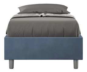 Letto singolo 80x200 imbottito senza testiera, con rete o contenitore, Blu / Con Rete