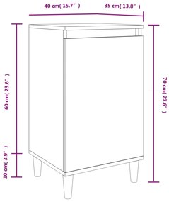 Comodino Bianco 40x35x70 cm in Legno Multistrato