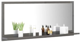 Specchio da bagno grigio lucido 90x10,5x37 cm in truciolato