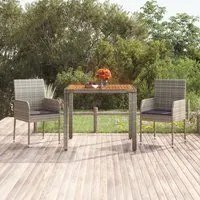 Tavolo da Giardino Piano in Legno Grigio 90x90x75 cm Polyrattan 319898