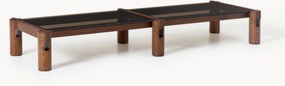 Tavolino da salotto in legno di quercia con piano in vetro Rory, larg. 206 cm