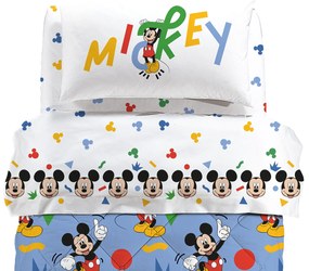 Completo Lenzuola Singolo Mickey colors Warner bros baby, in