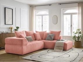 Divano angolare rosa (penisola a destra/a L) con rivestimento in ciniglia Whesley – Bobochic Paris