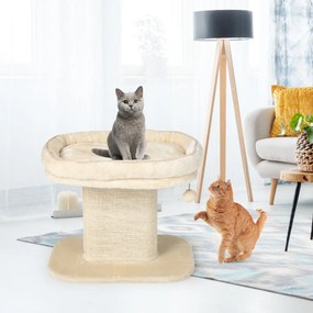 Costway Moderna torre per gatti con grande trespolo in peluche e tiragraffi in sisal, Torre di attività per gatti Beige