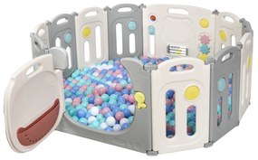 Costway Recinto per bambini da giocare con 12 pannelli, Centro di attività box pieghevole per bimbi, porta con chiusura, 160x118x64cm