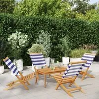 Sedie da Giardino Pieghevoli 4pz Blu e Bianco Tessuto e Legno 3214652