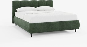 ARKAM letto imbottito con vano contenitore e testiera a lavorazione verticale - design shabby chic in tessuto certificato Oeko-Tex®