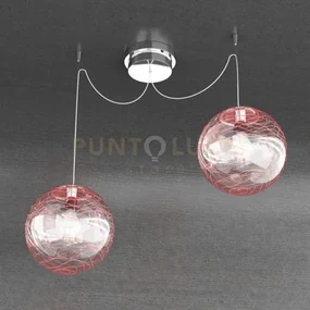 Moon sospensione 2 luci d.30 cm. vetro rosso 1117-s2-30-ro