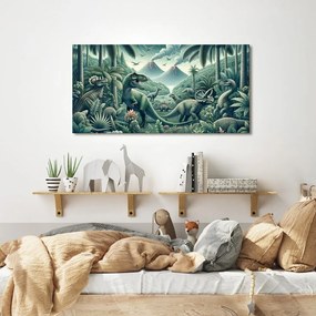 Quadro su tela – Mondo preistorico dei dinosauri nella giungla