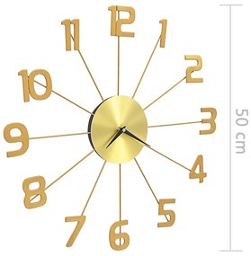 Orologio da Parete in Metallo 50 cm Dorato