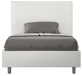 Letto con rete imbottito 140x210 similpelle bianco Goya