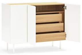 Cassettiera bassa bianca effetto rovere 110x85 cm Arista - Teulat