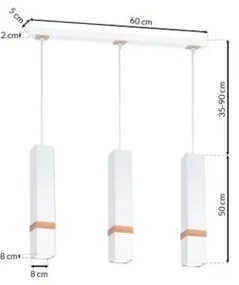 Lampadario a sospensione con filo VIDAR 3xGU10/25W/230V bianco