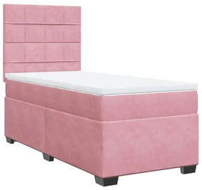 Giroletto a molle con materasso rosa 80x200 cm in velluto