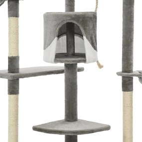 Albero per gatti con tiragraffi in sisal 203 cm grigio e bianco