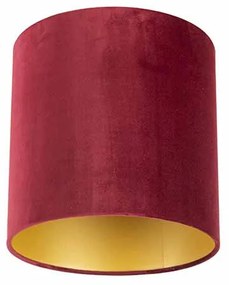 Paralume in velluto rosso 25/25/25 con interno dorato