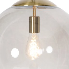Lampada a sospensione moderna in ottone con vetro fumé 40 cm - Ball