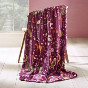 Coperta viola in micropile 130x170 cm Enchanted Twilight Animals – Catherine Lansfield