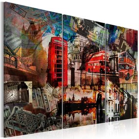 Quadro Collage londinese  trittico  Colore colorful, Dimensioni e Misure 90x60