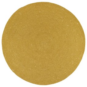 Tappeto in misto lana e cotone giallo senape, fatto a mano, ø 110 cm Neethu - Nattiot