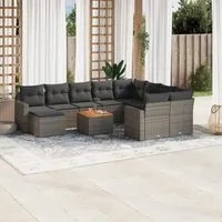 Set Divani da Giardino 11 pz con Cuscini in Polyrattan Grigio 3224415