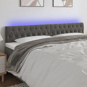 Testiera A Led Grigio Scuro 180x7x78/88 Cm İn Velluto /