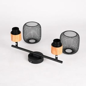 Brilagi - Faretto BASKLITE 2xE27/15W/230V in legno di caucciù/nero