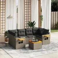 Set Divani da Giardino 7 pz con Cuscini Grigio in Polyrattan 3226641