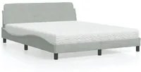 Letto con Materasso Grigio Chiaro 160x200 cm in Velluto 3208431