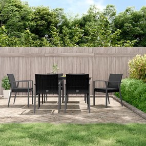 Set pranzo da giardino 7 pz con cuscini in polyrattan e acciaio