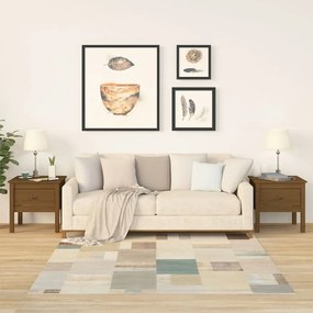 Tavolini 2 Pz Marrone Ambrato 50x50x49cm Legno Massello Di Pino /