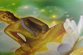 Quadro su tela – Buddha dorato su fiore di loto