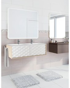 Mobile sottolavabo e lavabo Neo rovere naturale/bianco L 120 x H 32 x P 48 cm 2 vasche 2 cassetti