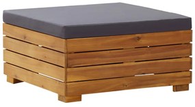 Pouf Modulare 1 Pz Con Cuscino İn Legno Massello Di Acacia /