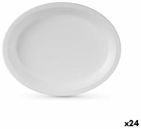 Set di piatti Algon Monouso Bianco Canna da Zucchero Ovale 26 cm (24 Unità)