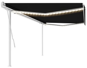 Tenda Da Sole Retrattile Manuale Con Led 5x3,5 M Antracite /