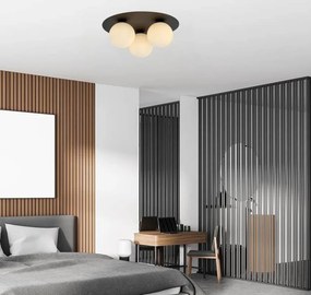 Lampada da soffitto Solar Nera con sfere satinate E14