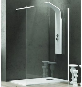 Kamalu - vetro per doccia walk in 170 cm con profilo bianco opaco  kw-100w