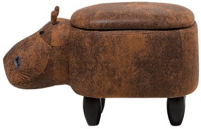 Pouf in tessuto similpelle marrone chiaro HIPPO  Beliani